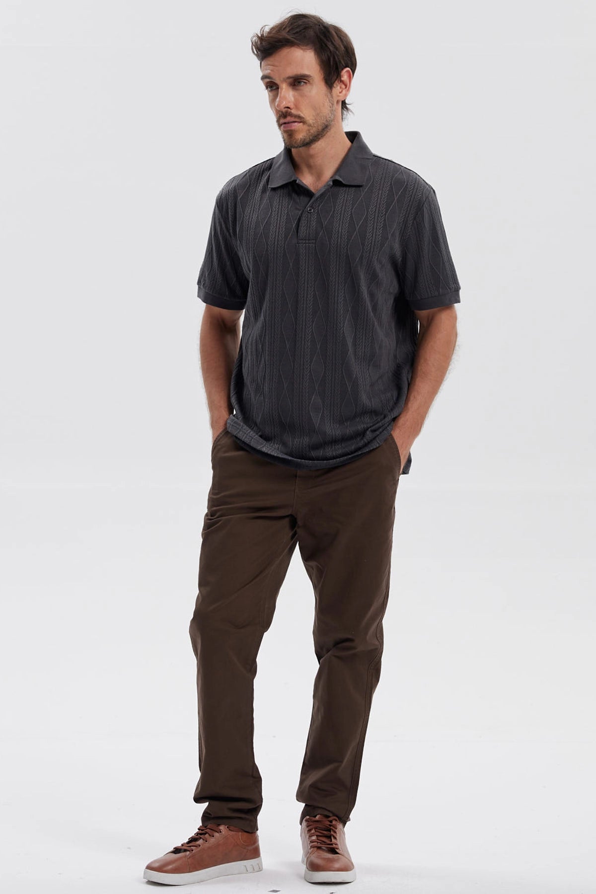 Polera Hombre Textura Marengo