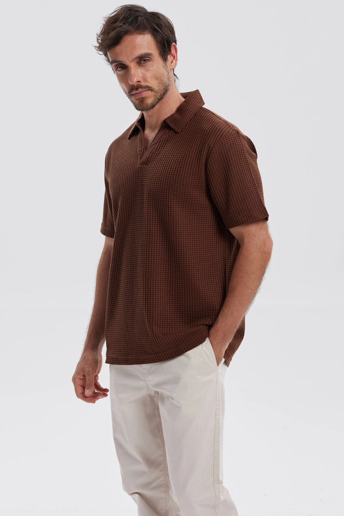 Polera Hombre Textura Café