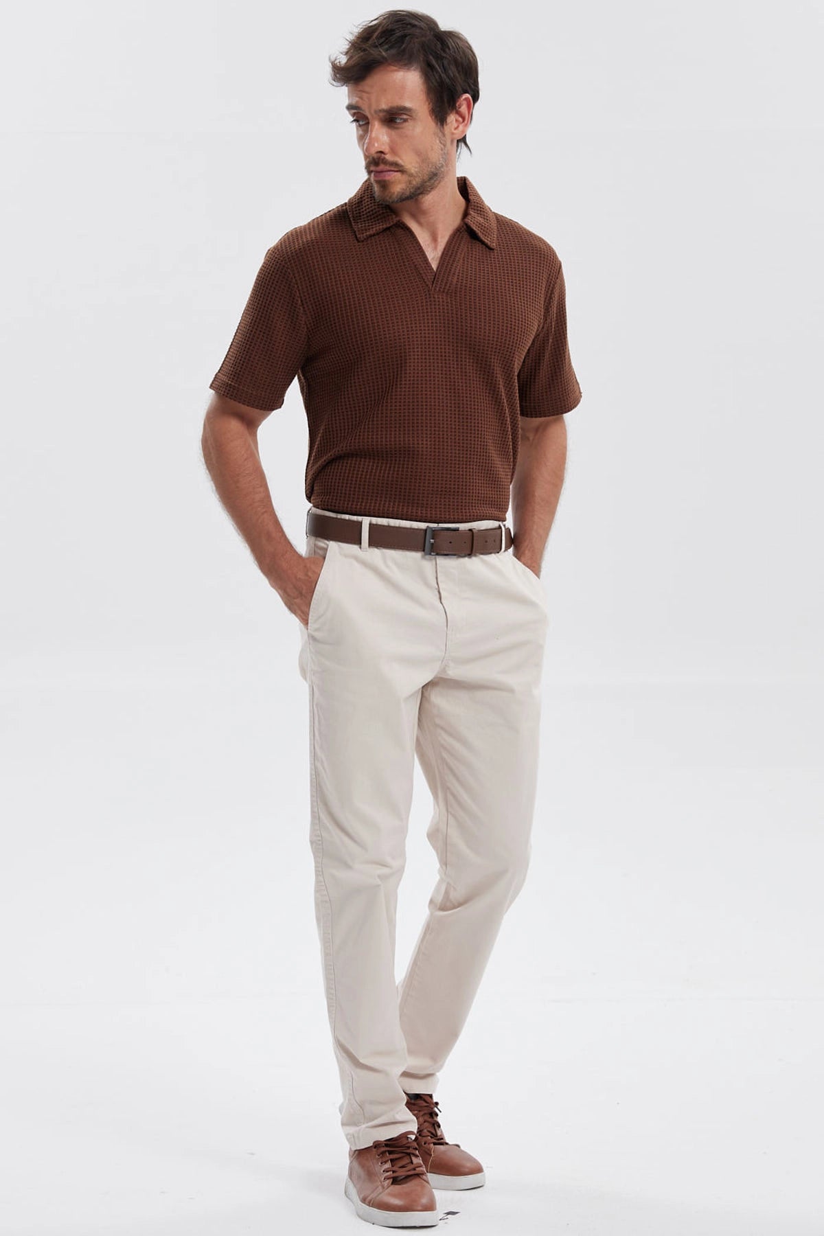 Polera Hombre Textura Café