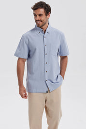 Camisa Hombre Con Bolsillo Azul