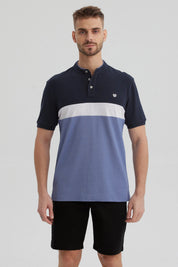 Polera Hombre Franjas Azul Marino