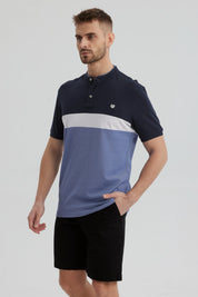Polera Hombre Franjas Azul Marino
