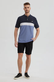 Polera Hombre Franjas Azul Marino