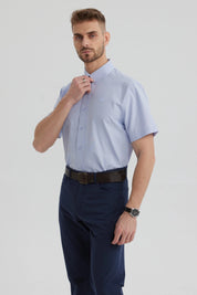 Camisa Hombre Oxford Con Logo Celeste