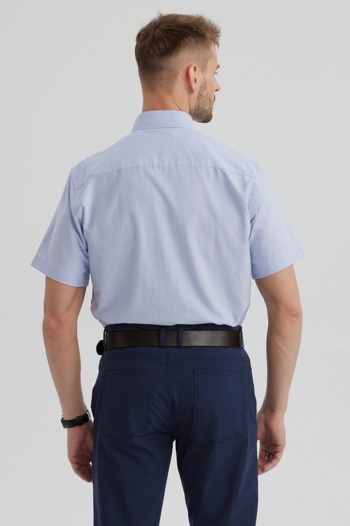 Camisa Hombre Oxford Con Logo Celeste