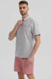 Camisa Hombre Oxford Con Logo Gris