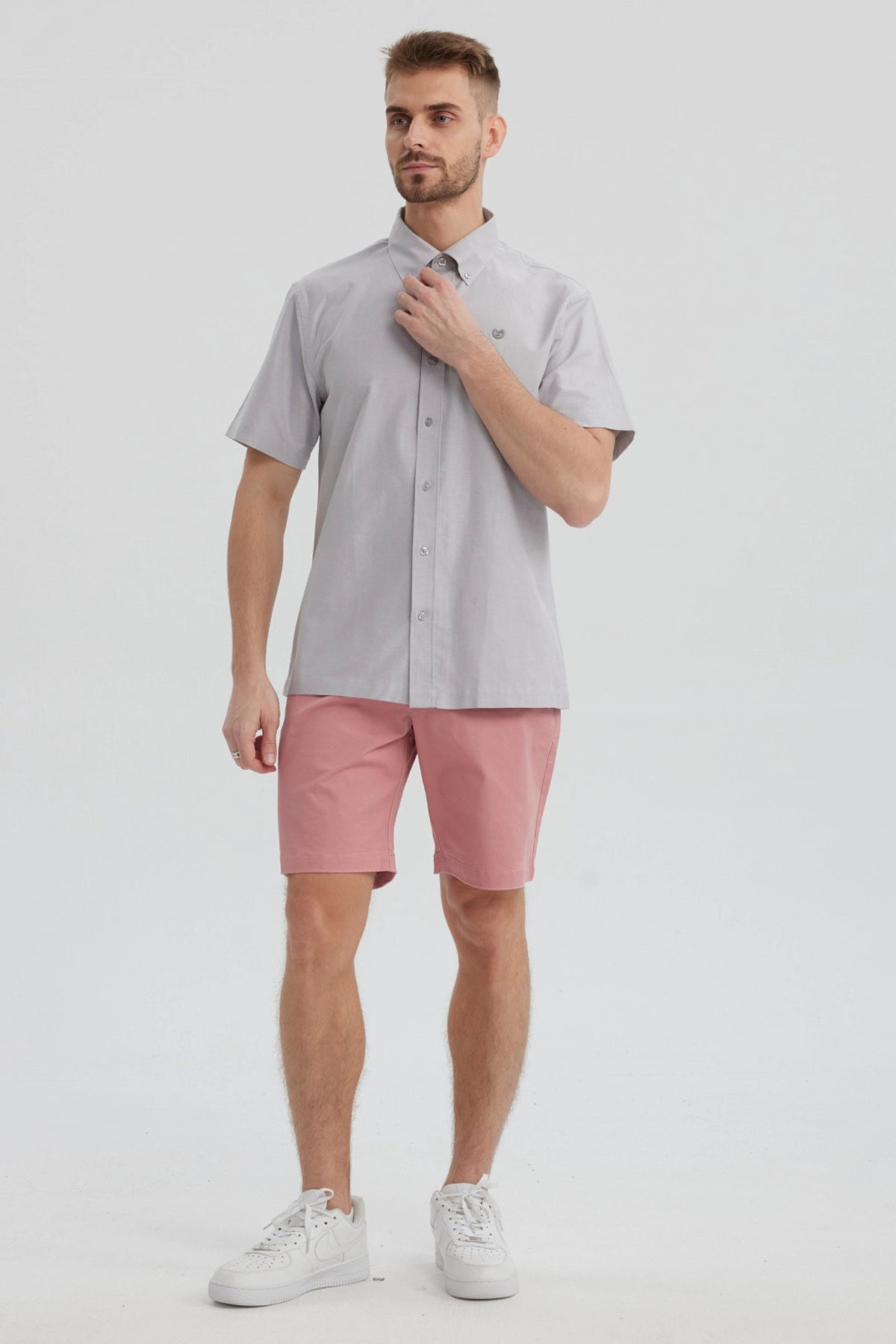 Camisa Hombre Oxford Con Logo Gris