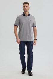 Polera Hombre Cuello Contraste Gris