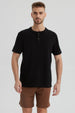 Polera Hombre Tres Botones Negro