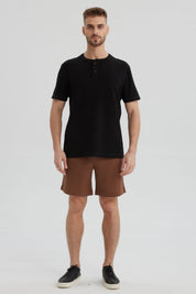 Polera Hombre Tres Botones Negro