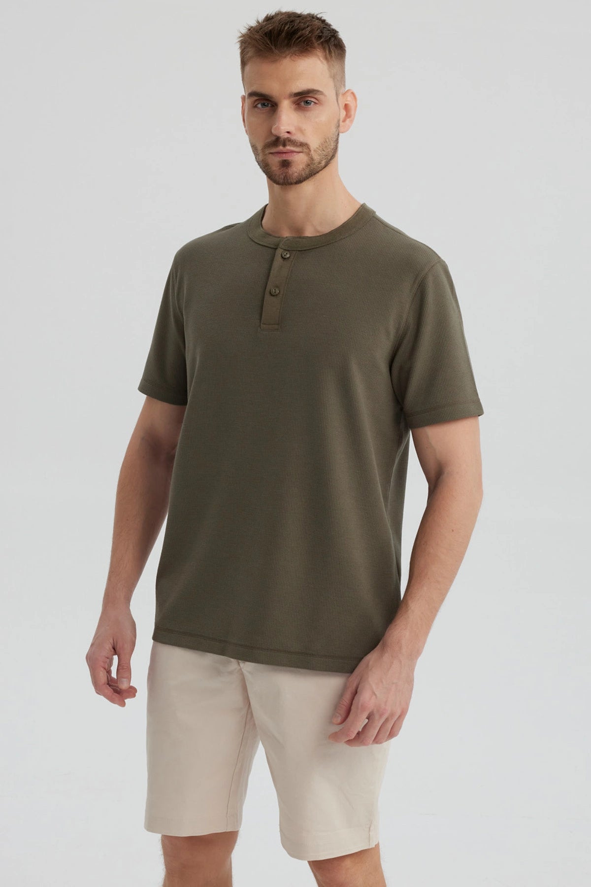 Polera Hombre Tres Botones Verde