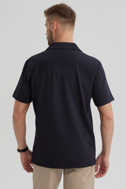 Camisa Hombre Textura Azul Marino