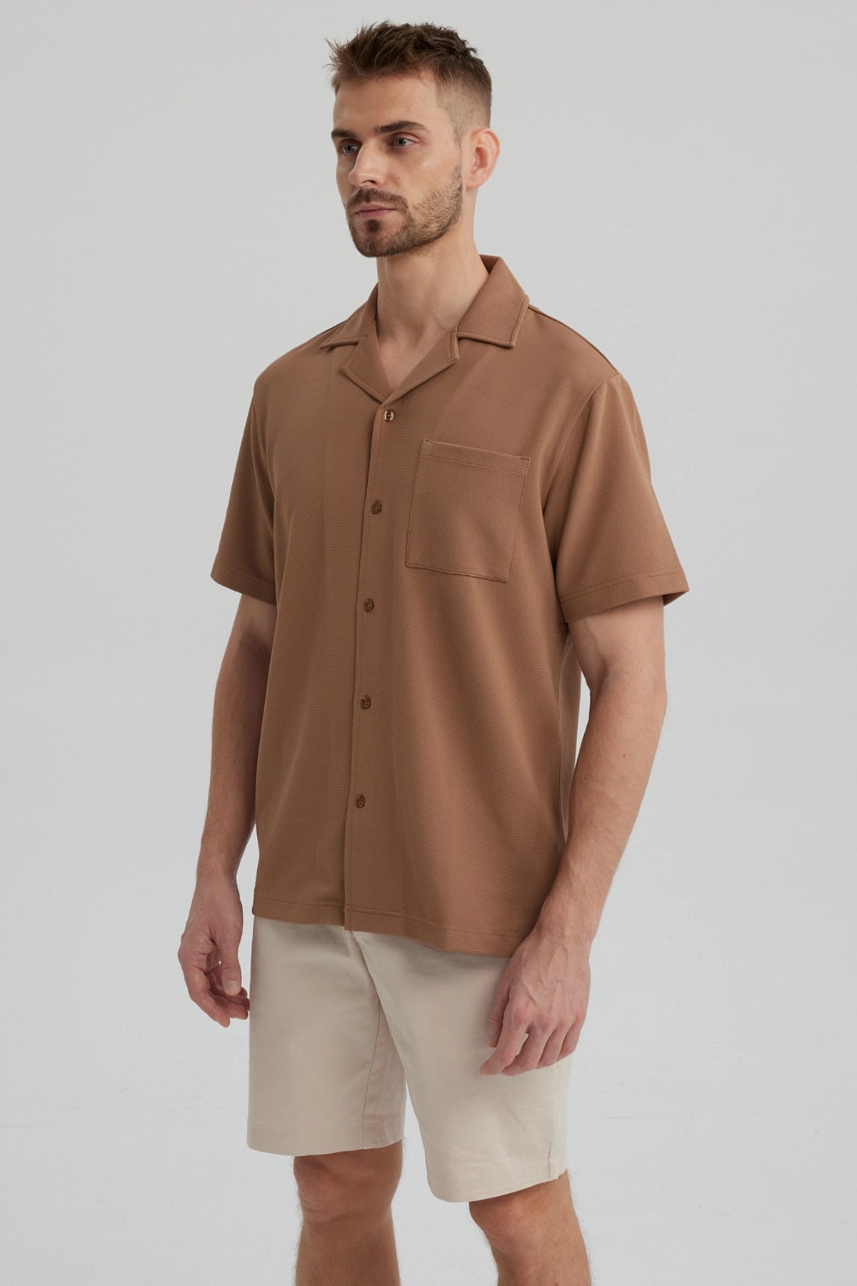 Camisa Hombre Textura Caqui