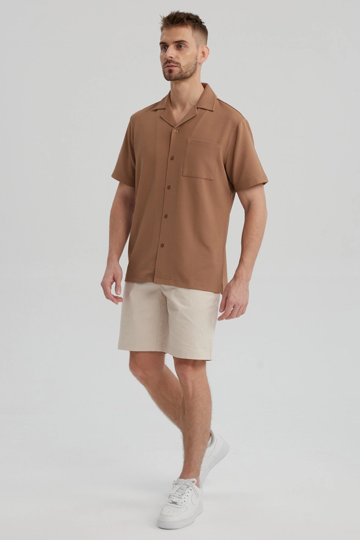 Camisa Hombre Textura Caqui