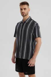 Camisa Hombre Regular Viscosa Negro