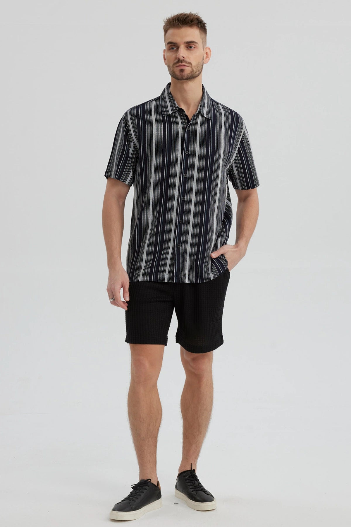 Camisa Hombre Regular Viscosa Negro