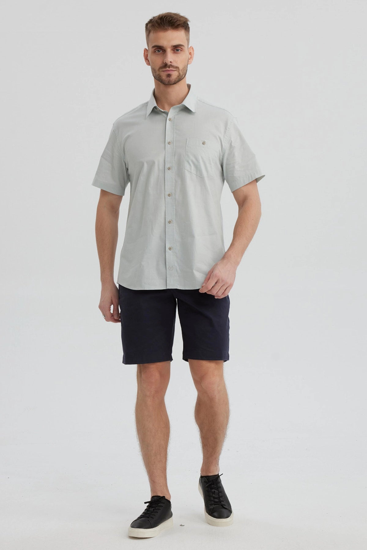 Camisa Hombre Con Bolsillo Verde Claro