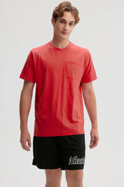 Polera Hombre Con Bolsillo Contraste Rojo