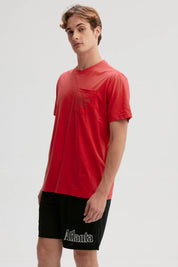 Polera Hombre Con Bolsillo Contraste Rojo