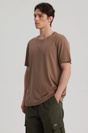 Polera Hombre Long Fit Básica Café