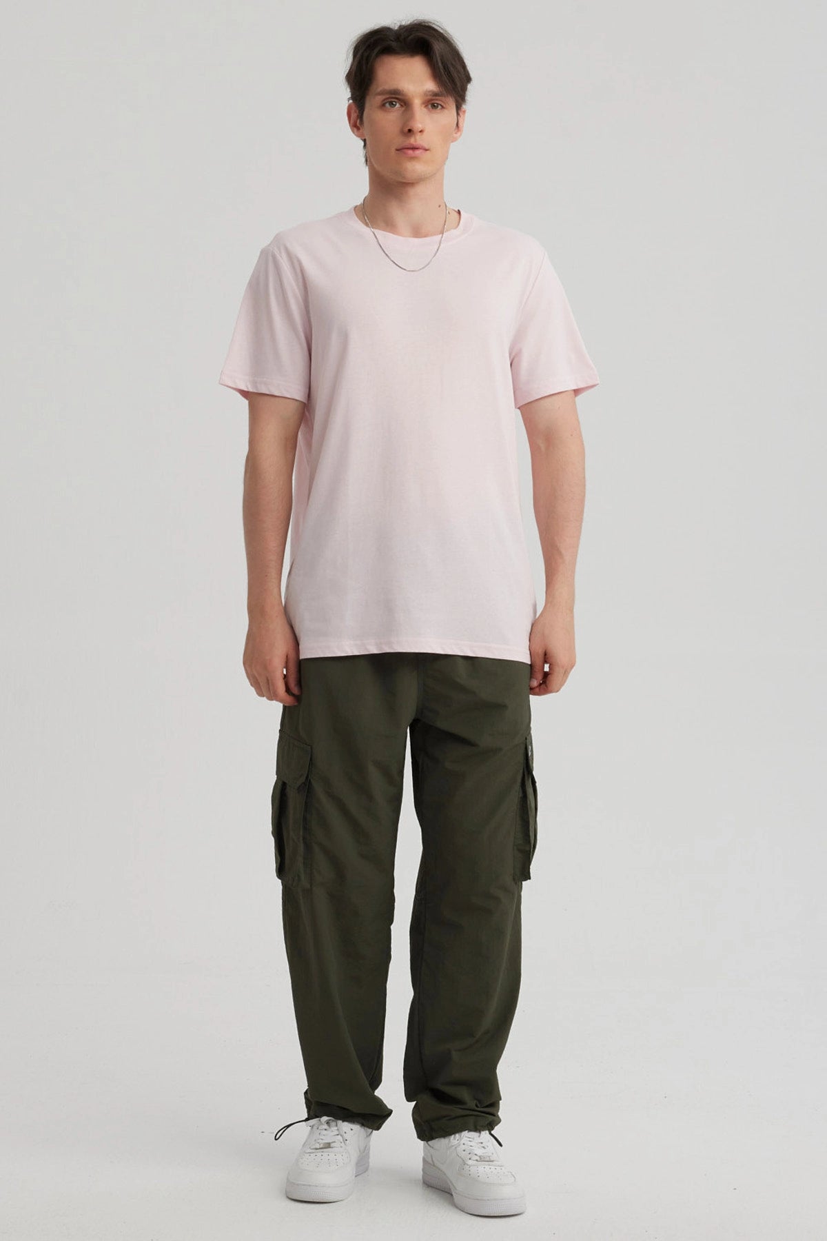 Polera Hombre Long Fit Básica Rosado Claro