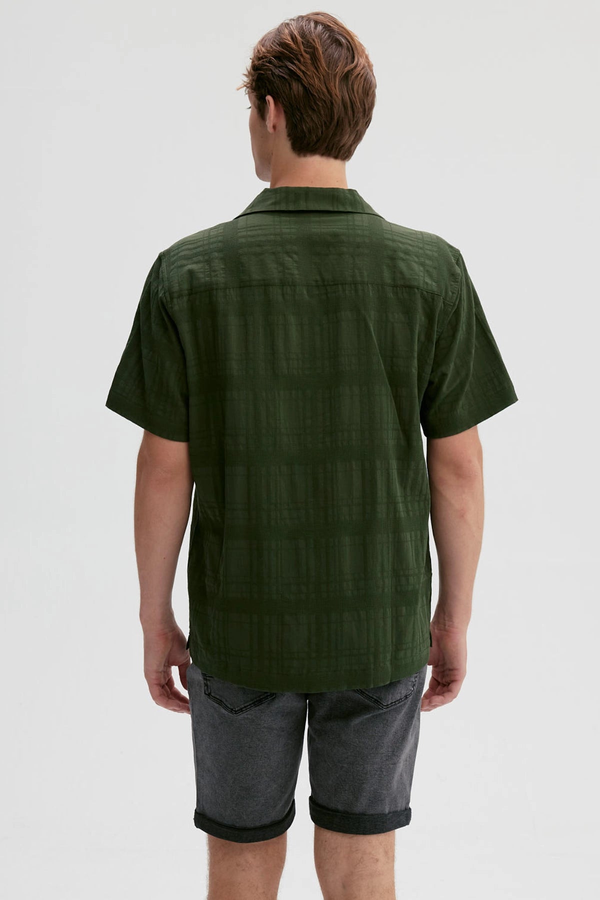 Camisa Hombre Textura Verde Militar