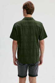Camisa Hombre Textura Verde Militar