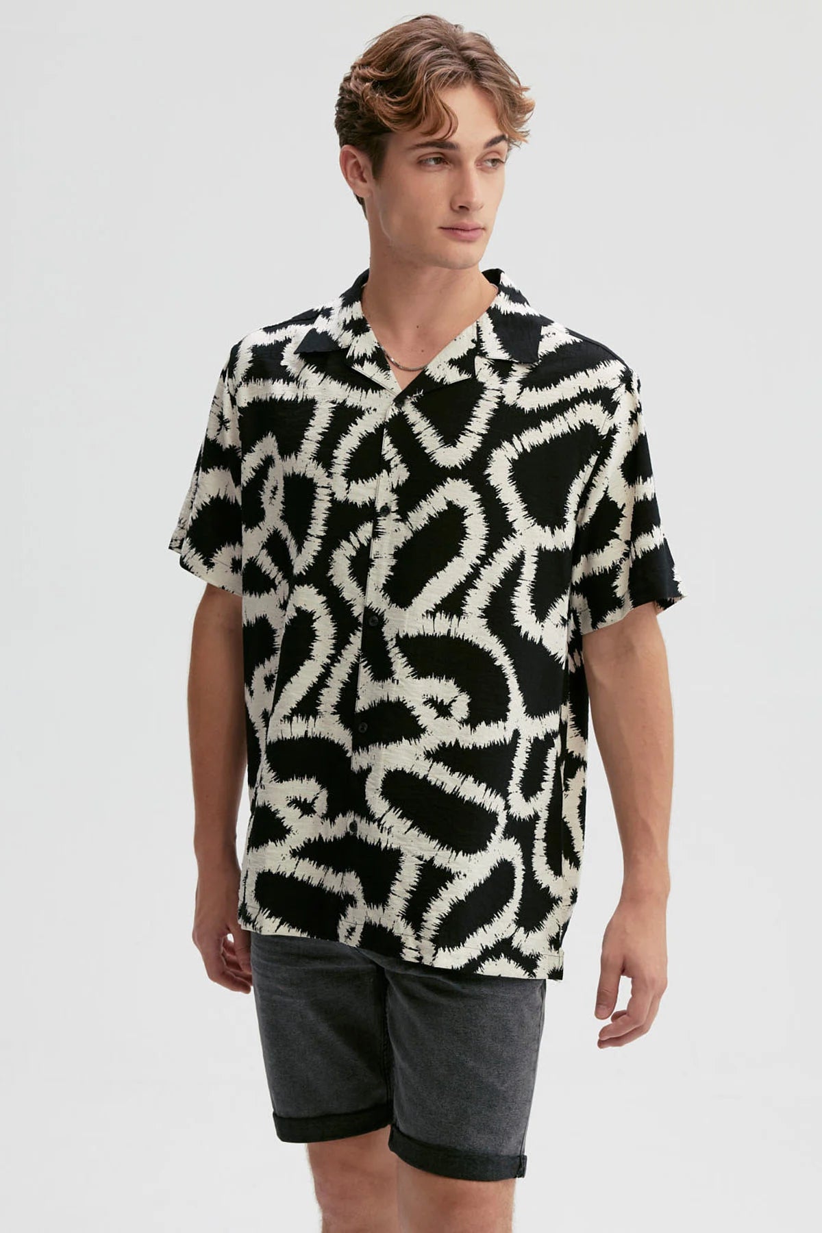 Camisa Hombre Textura Full Rapport Negro