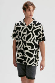 Camisa Hombre Textura Full Rapport Negro