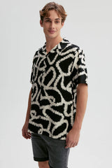 Camisa Hombre Textura Full Rapport Negro