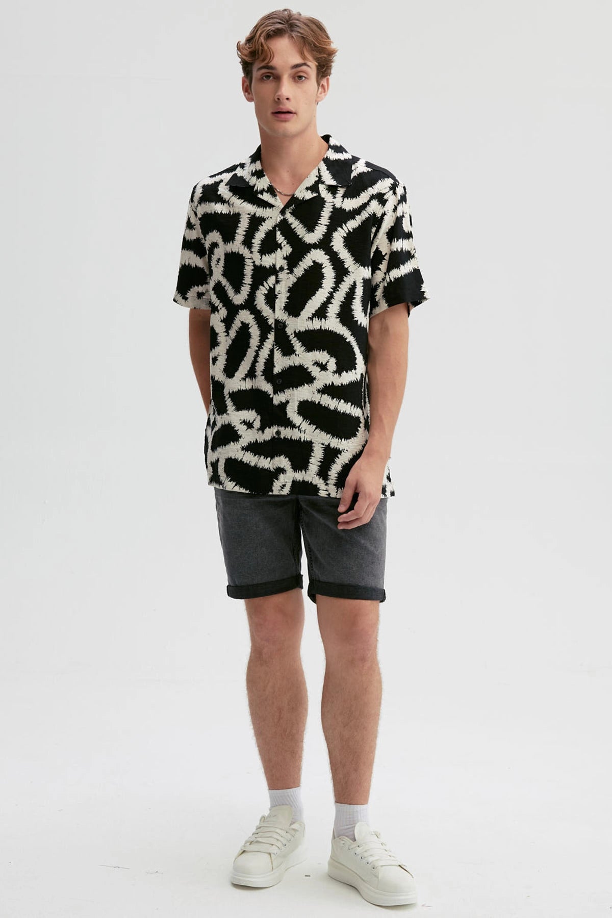 Camisa Hombre Textura Full Rapport Negro