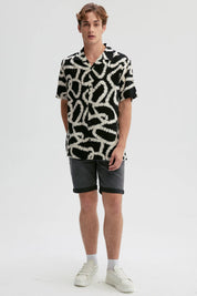 Camisa Hombre Textura Full Rapport Negro