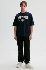 Polera Hombre Print Central Azul