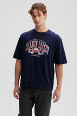 Polera Hombre Print Central Azul