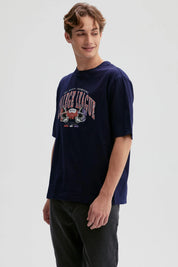 Polera Hombre Print Central Azul