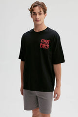 Polera Hombre Doble Print Negro