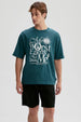 Polera Hombre Print Central Verde Oscuro