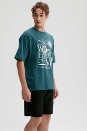 Polera Hombre Print Central Verde Oscuro