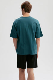 Polera Hombre Print Central Verde Oscuro