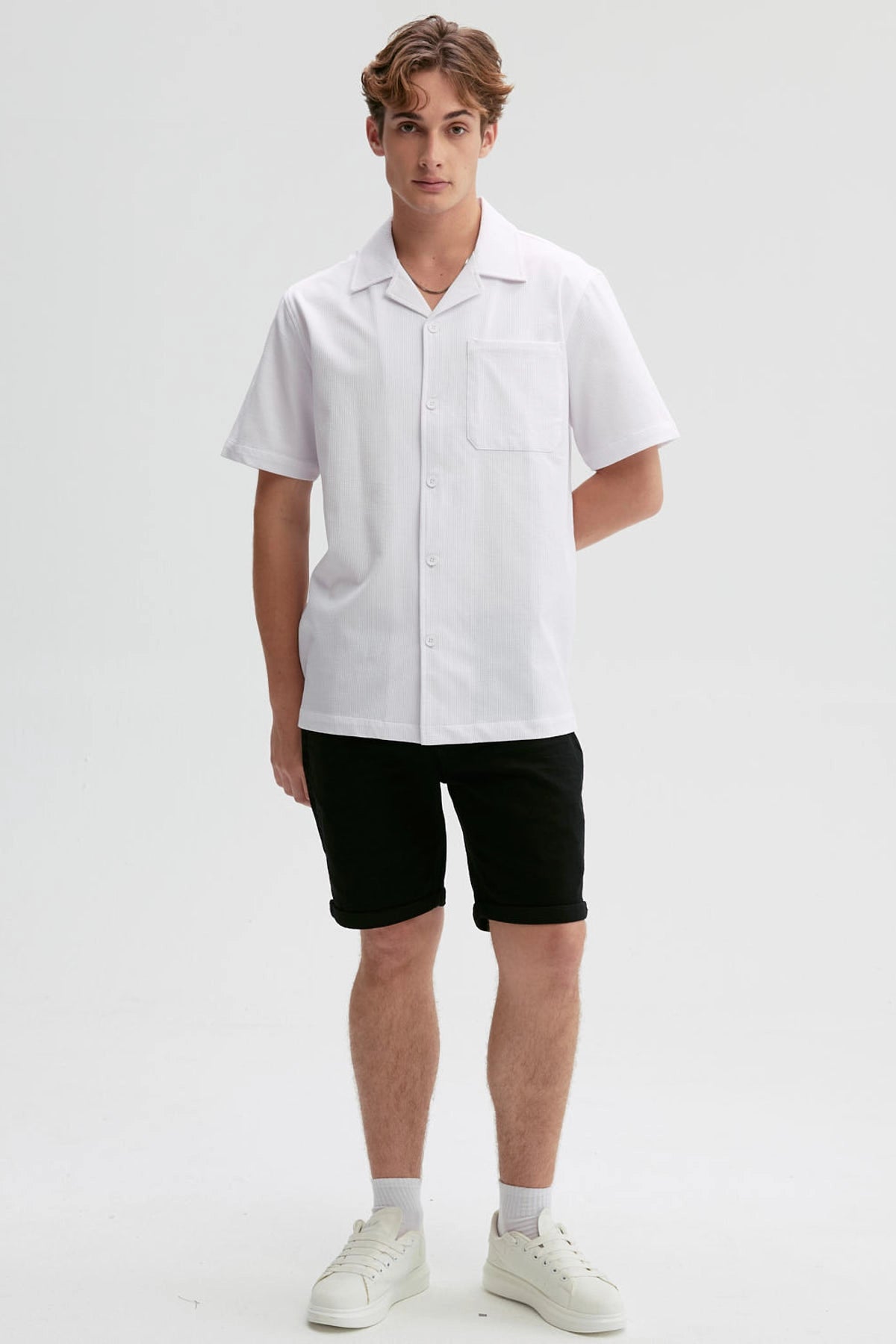 Camisa Hombre Textura Guayabera Blanco