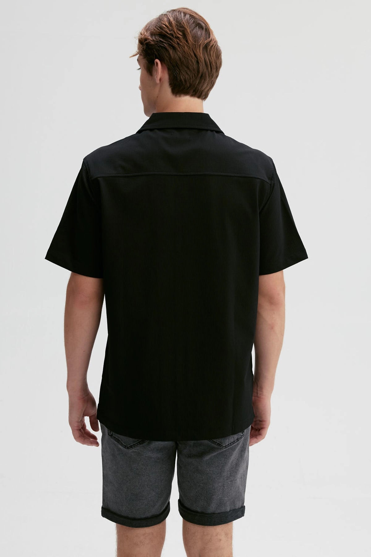 Camisa Hombre Textura Guayabera Negro