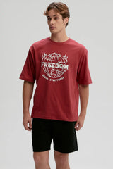 Polera Hombre Print Central Rojo