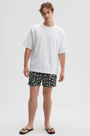Short de Baño Hombre Print Texto Negro