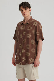 Camisa Hombre Full Print Chocolate