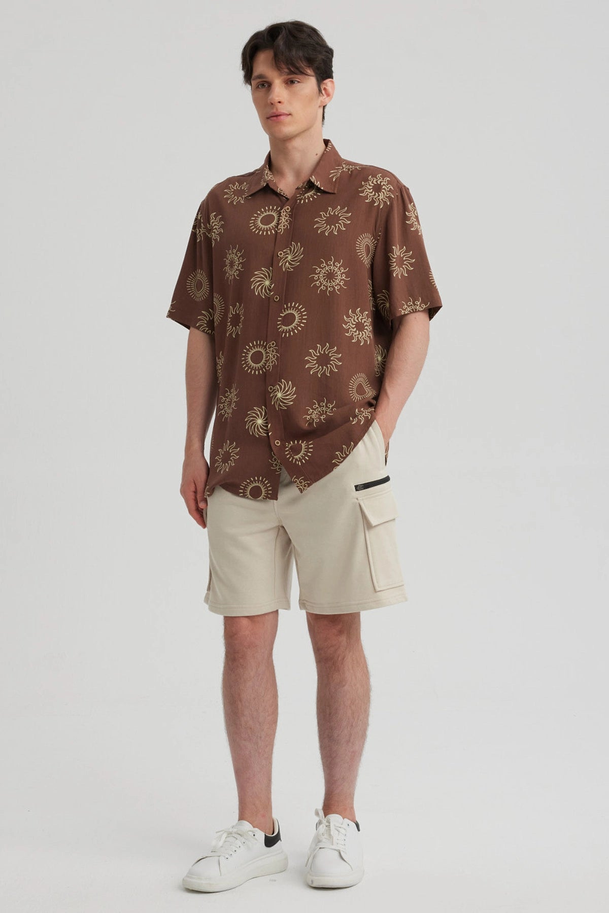 Camisa Hombre Full Print Chocolate