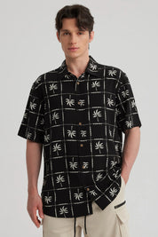 Camisa Hombre Full Print Negro