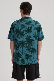 Camisa Hombre Full Print Verde Oscuro