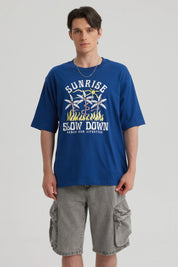 Polera Hombre Print Central Azul