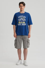 Polera Hombre Print Central Azul