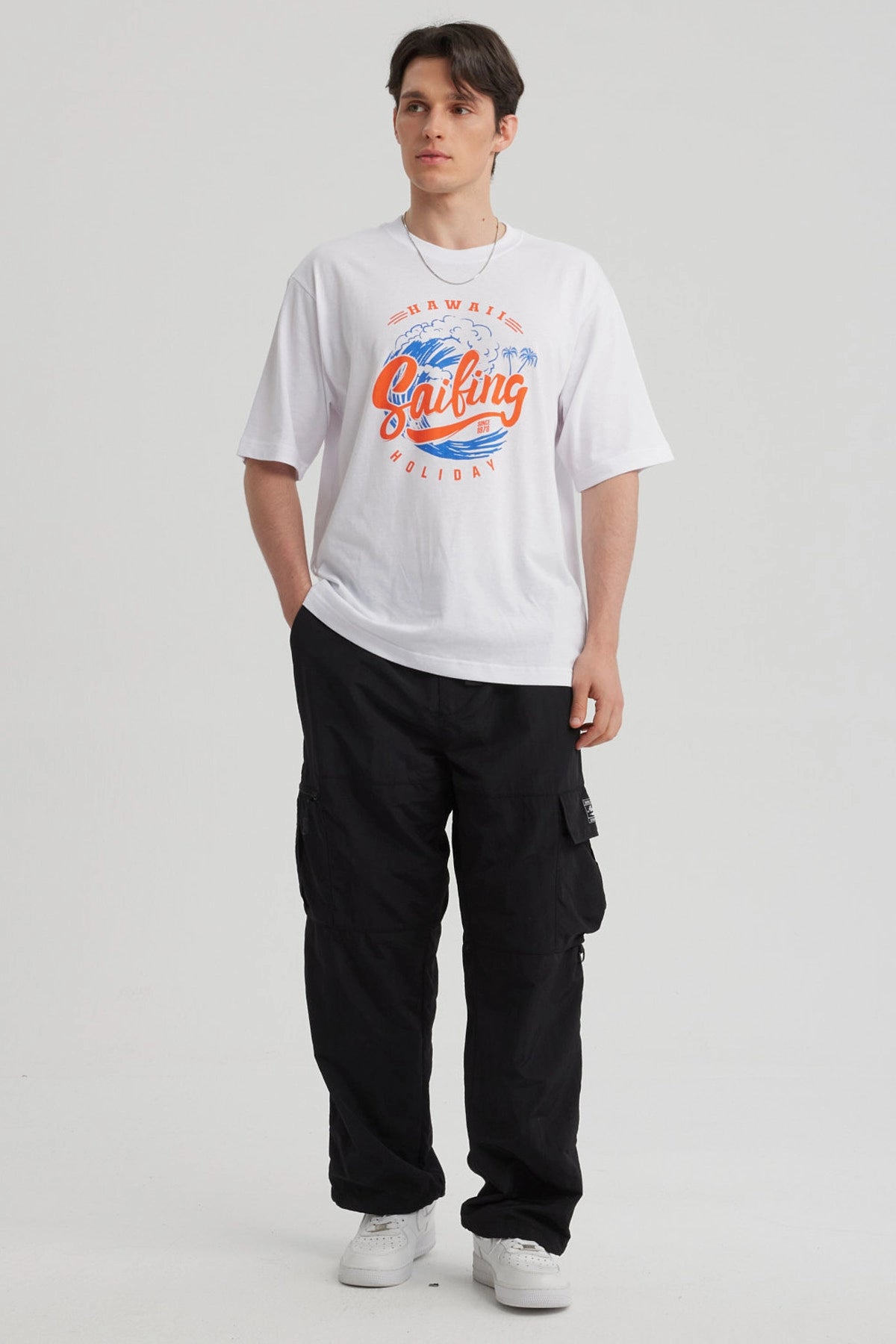 Polera Hombre Print Central Blanco